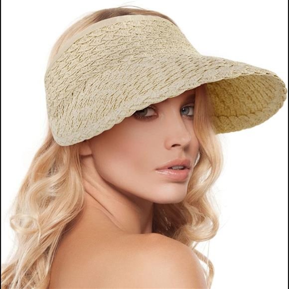 Accessories - Women's Wide Brim Sun Hats Roll-up Foldable Straw Golf Visor Hat